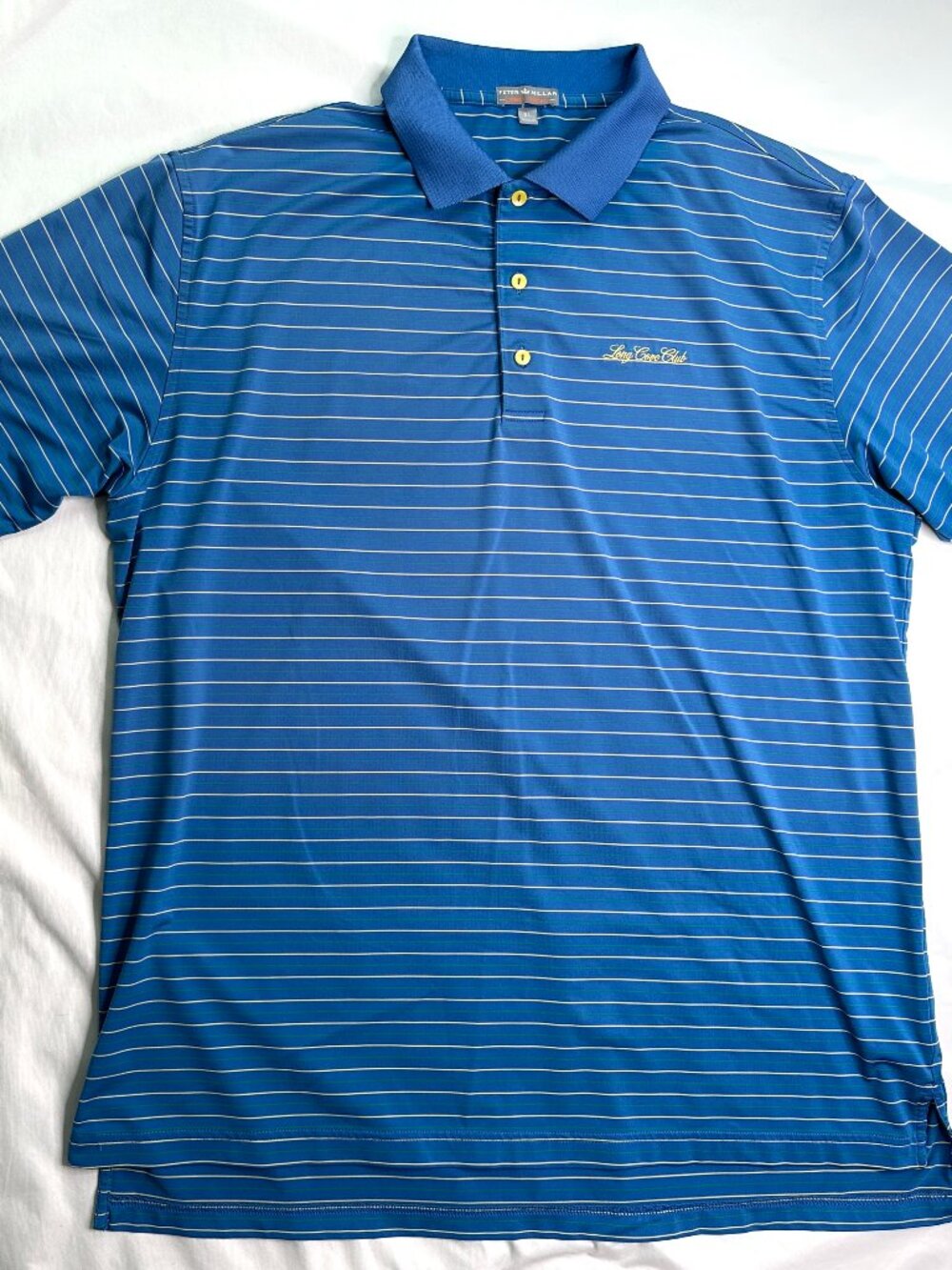 Peter Millar Summer Comfort Mens XL Blue Striped Long Cove Club Polo Shirt